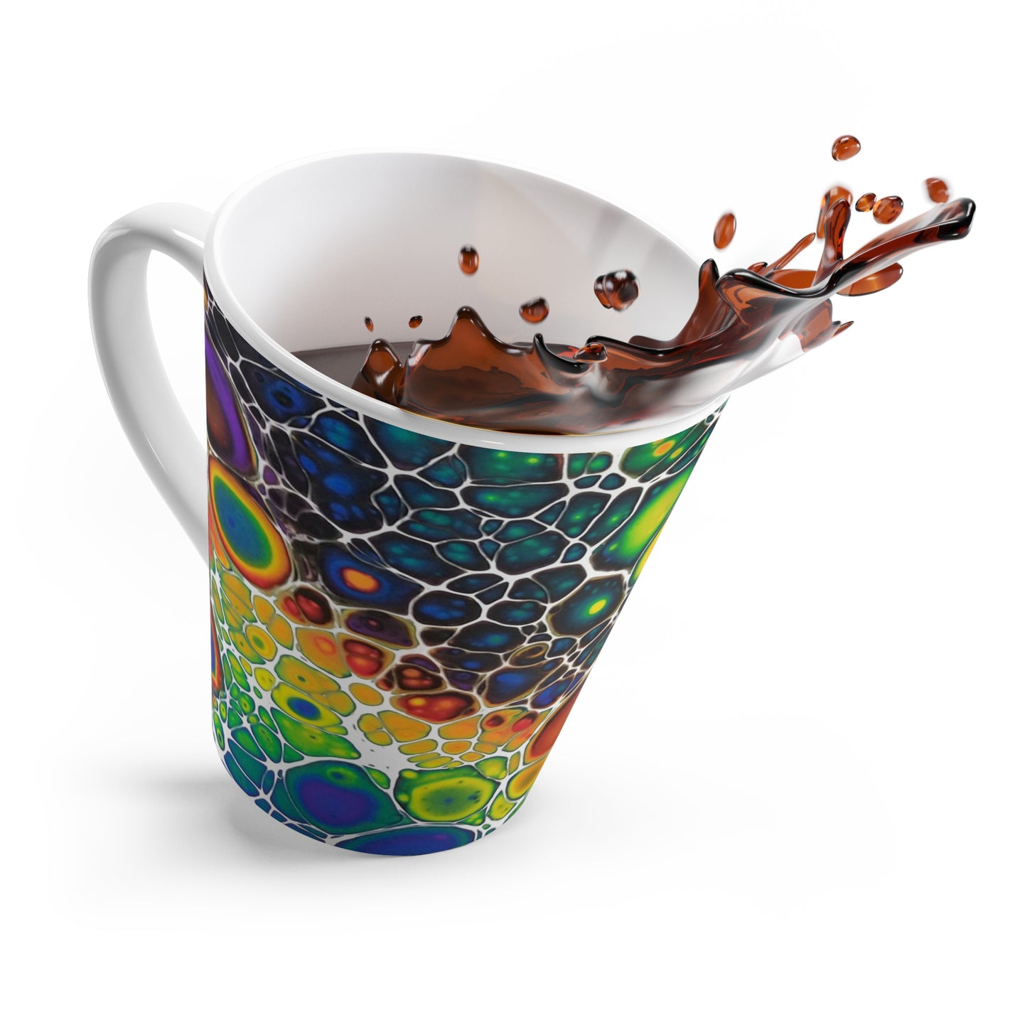 Latte Mug - 12 oz - Rainbow Bubbles