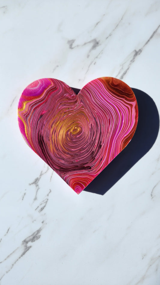 Golden Glow Heart - Wooden Painted Heart Decor Wall Art