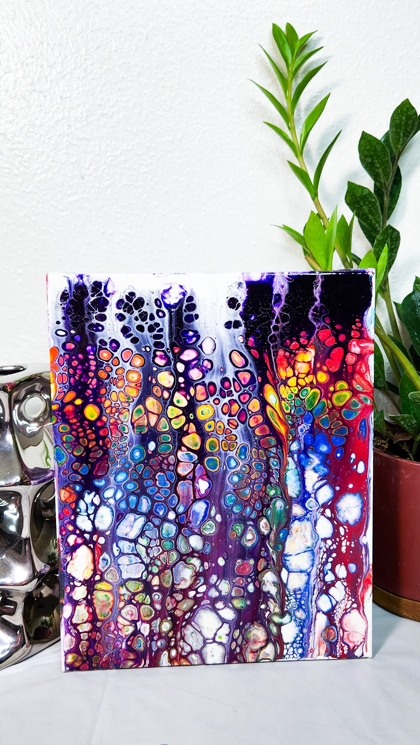 Rainbow Melt - 8x10" Gallery Wrapped Canvas Acrylic Painted Rainbow Decor Wall Art Painting